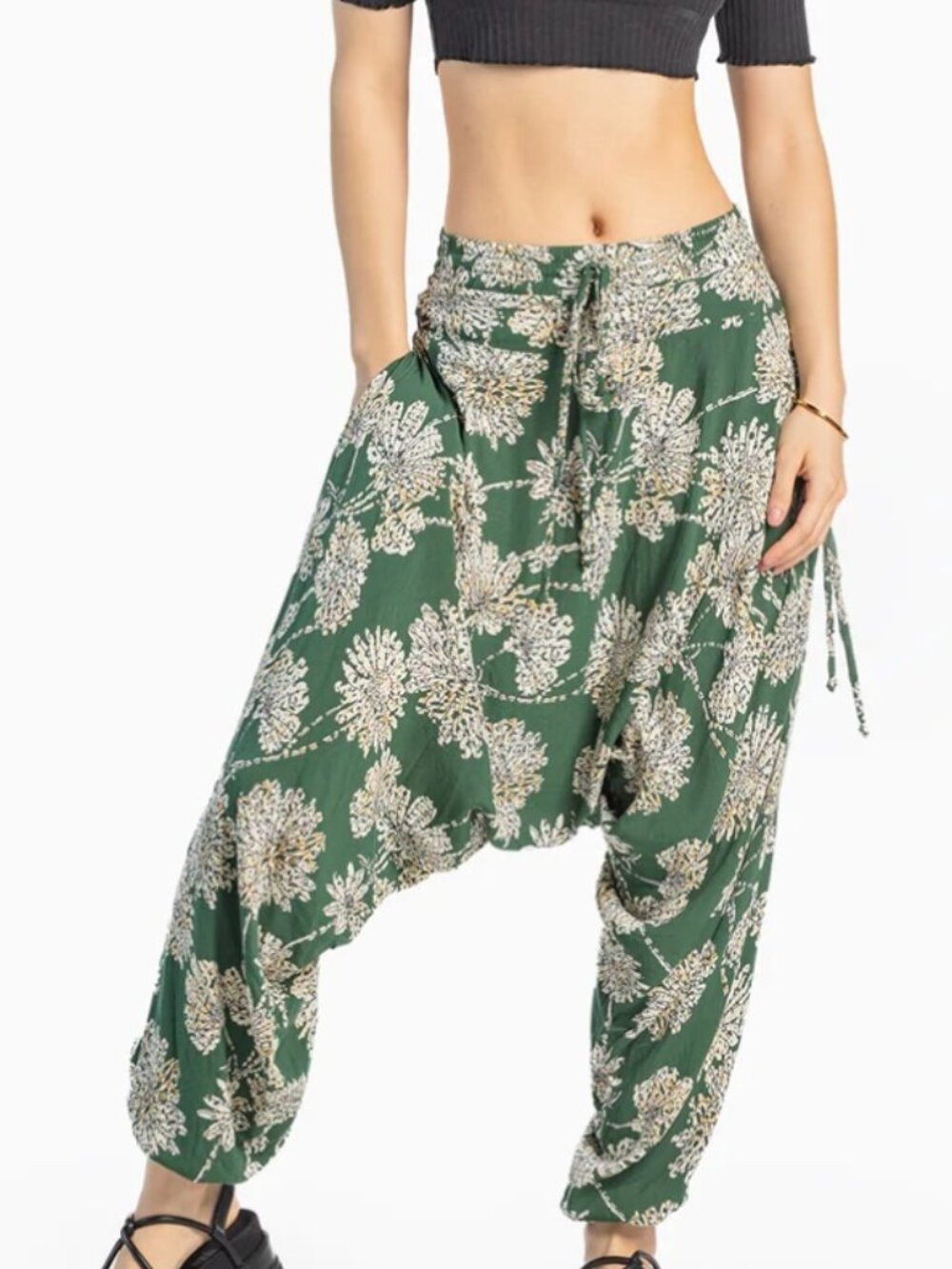 Buddha Pants - Savannah Floral Harem Pant in Dandelion - Small - NWT